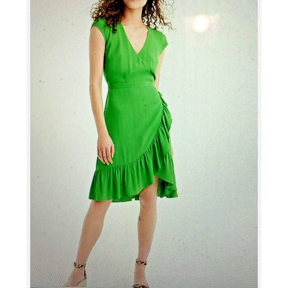 J. Crew Women's Faux Wrap Mini Dress Kelly Green 12T Drapey Crepe NWT